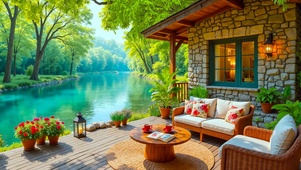 树林河边小屋