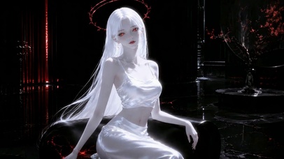 暗黑红环白发冷艳美少女