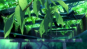 动漫绿意盎然 下雨天屋内屋外