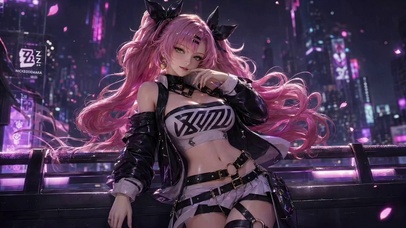 霓虹粉发少女
