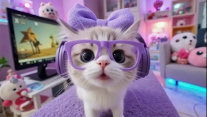 紫色好奇萌猫