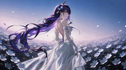 花海白纱紫发美少女