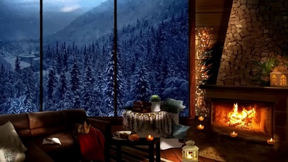 雪夜壁炉小屋