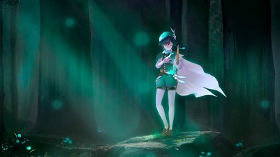 森林弹奏的女孩