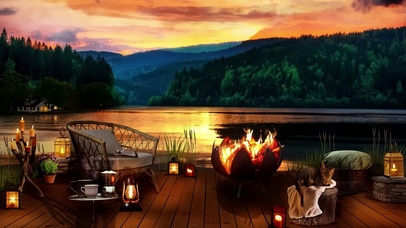 唯美森林河流余晖