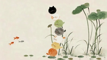荷花可爱猫咪