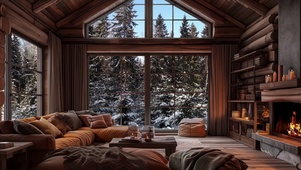 雪中壁炉小屋