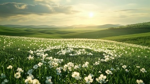 清新绿色护眼草原雏菊