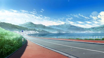 唯美蓝天白云公路景色