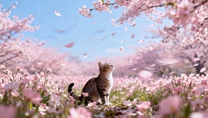 樱花树下的小猫