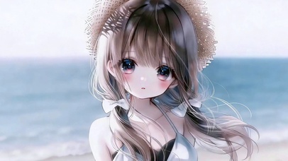 夏日海岸少女