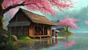 治愈樱花小雨4K