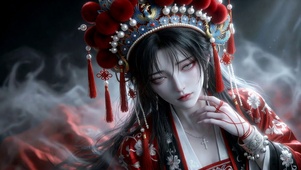 古风嫁衣红线美女