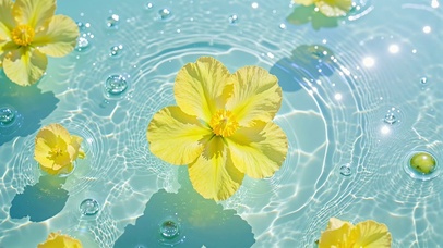 夏日清凉水中兰花