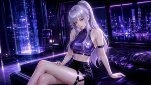 赛博朋克紫发酷感美少女