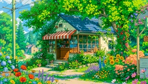 绿荫林间小屋