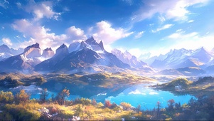阳光纯净高山湖畔