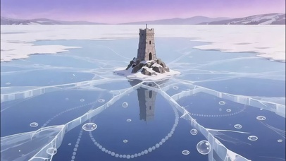 冬日冰封湖面