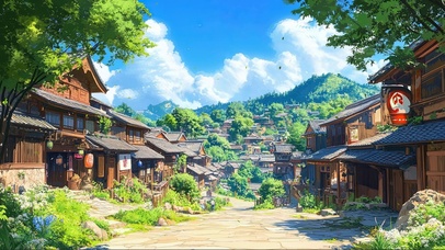 清新绿色氧气古城建筑