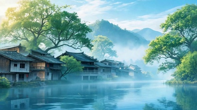 林烟渡水乡