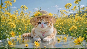 花田可爱萌橘猫