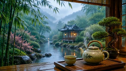 屋外山水雨景
