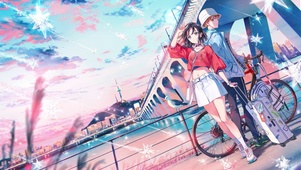 4K唯美晚霞情侣