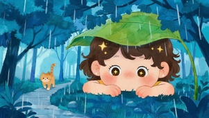 雨天躲雨的女孩