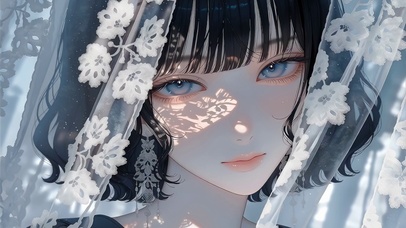 浪漫头纱短发女孩高清4k