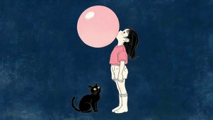 可爱女孩和猫咪