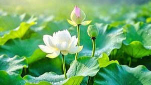 雨中荷花4K