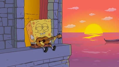 海绵宝宝对海弹琴