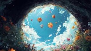 仰望蓝天森林梦幻气球