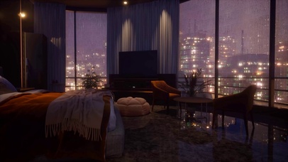 午夜雨天都市房间