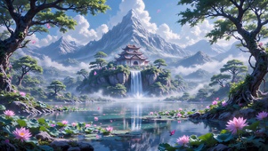 雪山荷花