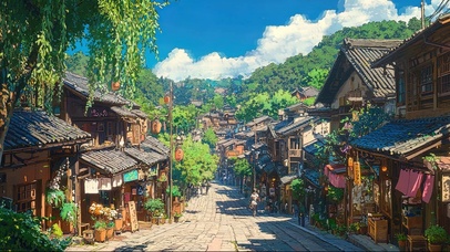 晴天古城温馨商店街道