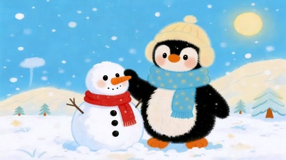 呆萌雪人企鹅