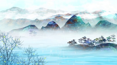 雨景中国风古风水墨风诗词