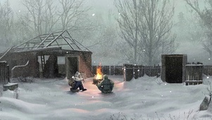 雪中烤火