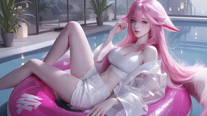 悠闲泳池美女八重神子