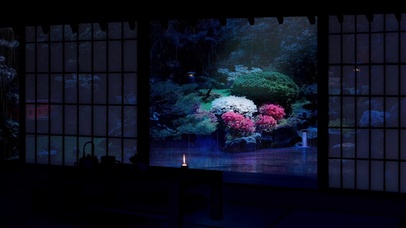 禅园放松宁静的雨声