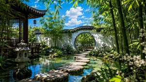 竹庭夏景