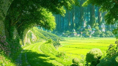 护眼绿色童话森林城堡