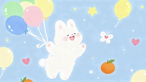 可爱气球小兔