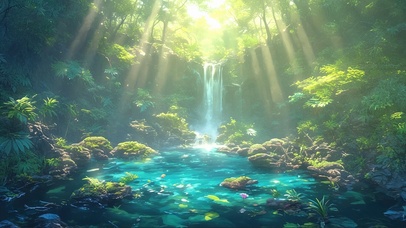 清新纯净森林瀑布