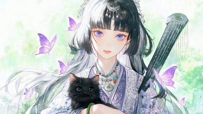 古风美女与猫咪