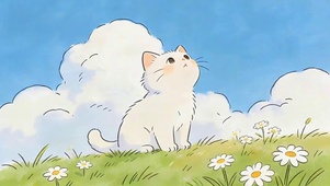 鲜花草地猫咪