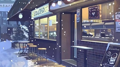 街道雪景带鱼屏