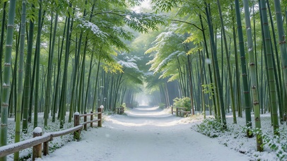 护眼竹林雪径