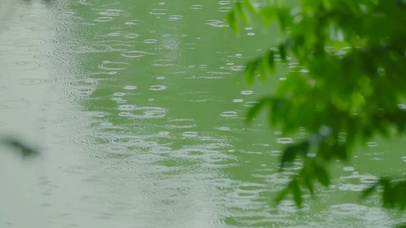 护眼清新雨天河面